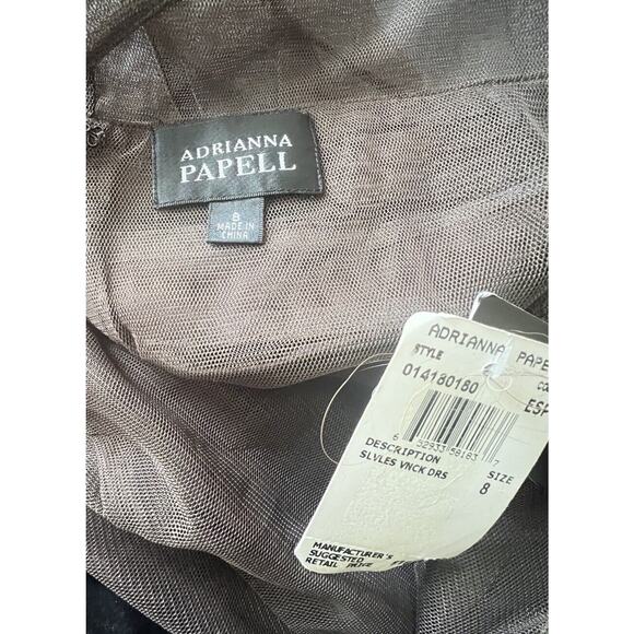 Adrianna PAPELL Dress Size 8 Sleeveless Silver Gray Pewter Shimmer Flowy NWT - Picture 5 of 10